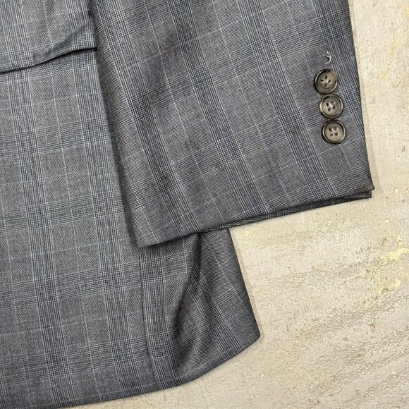 Jack Victor Suit Loro Piana 130s 2pc Glen Check Grey Wool 42 S 36x27 - Picture 6 of 15